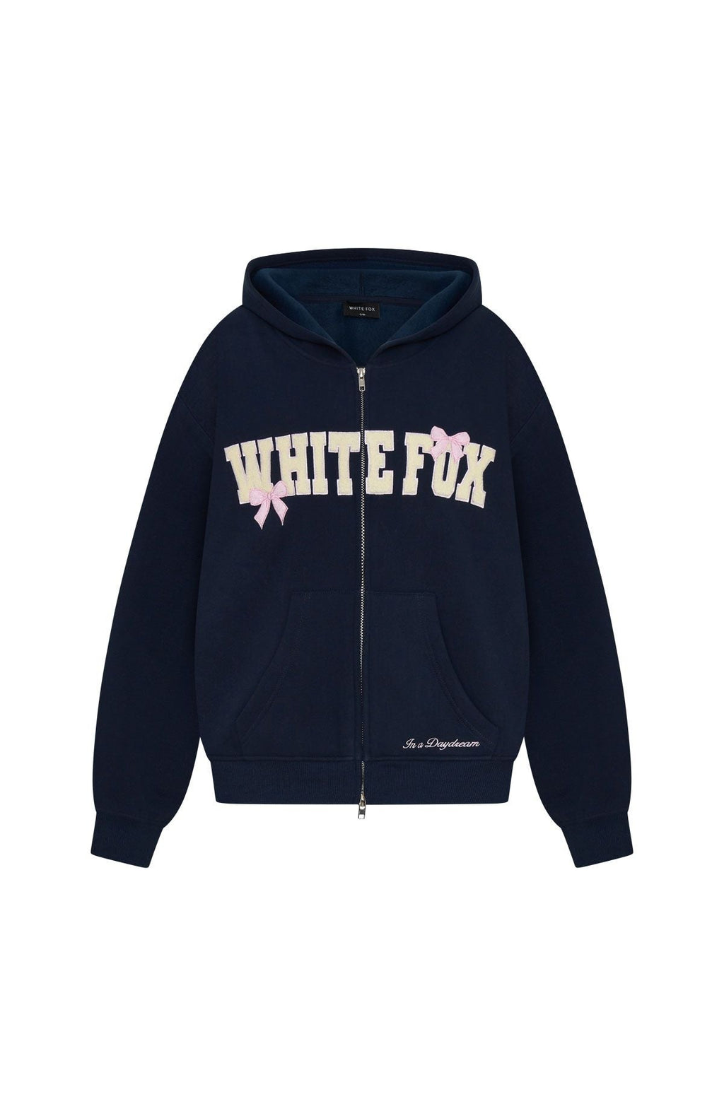 Daydreamers Madeline Boxy Zip Front Hoodie Navy