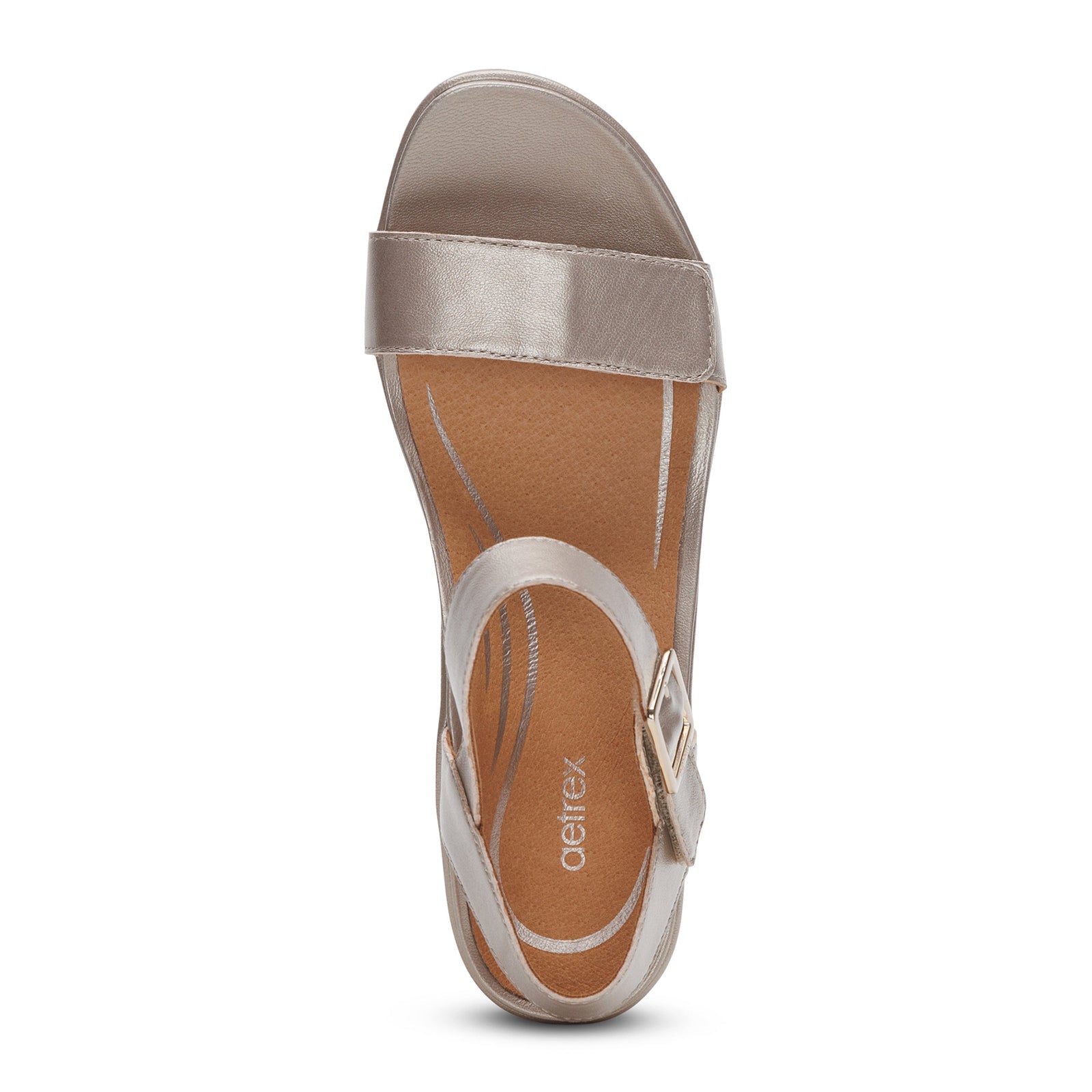 Aetrex Andrea Wedge Sandal (Women) - Platinum