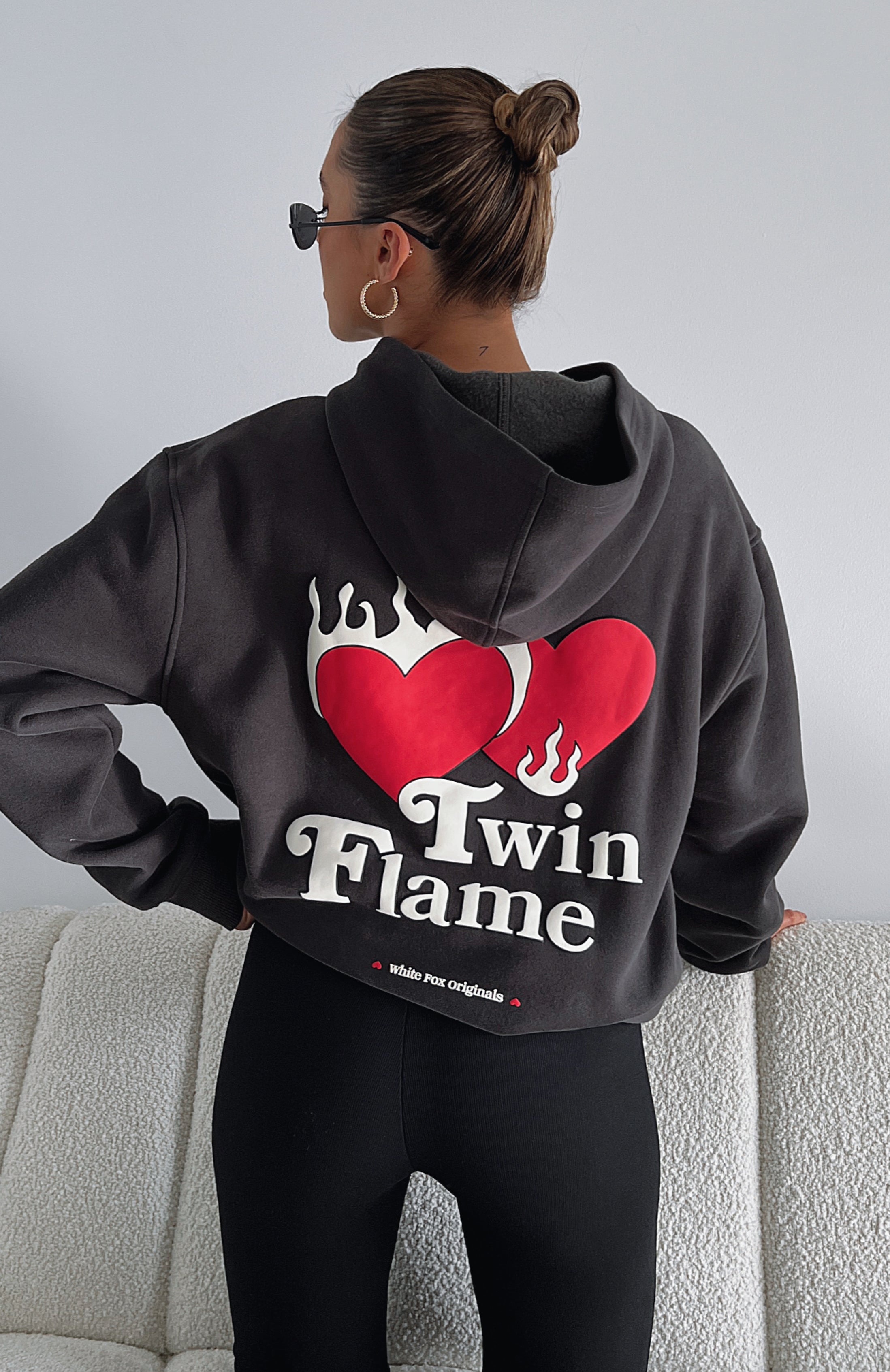Twin Flame Oversized Hoodie - Charcoal