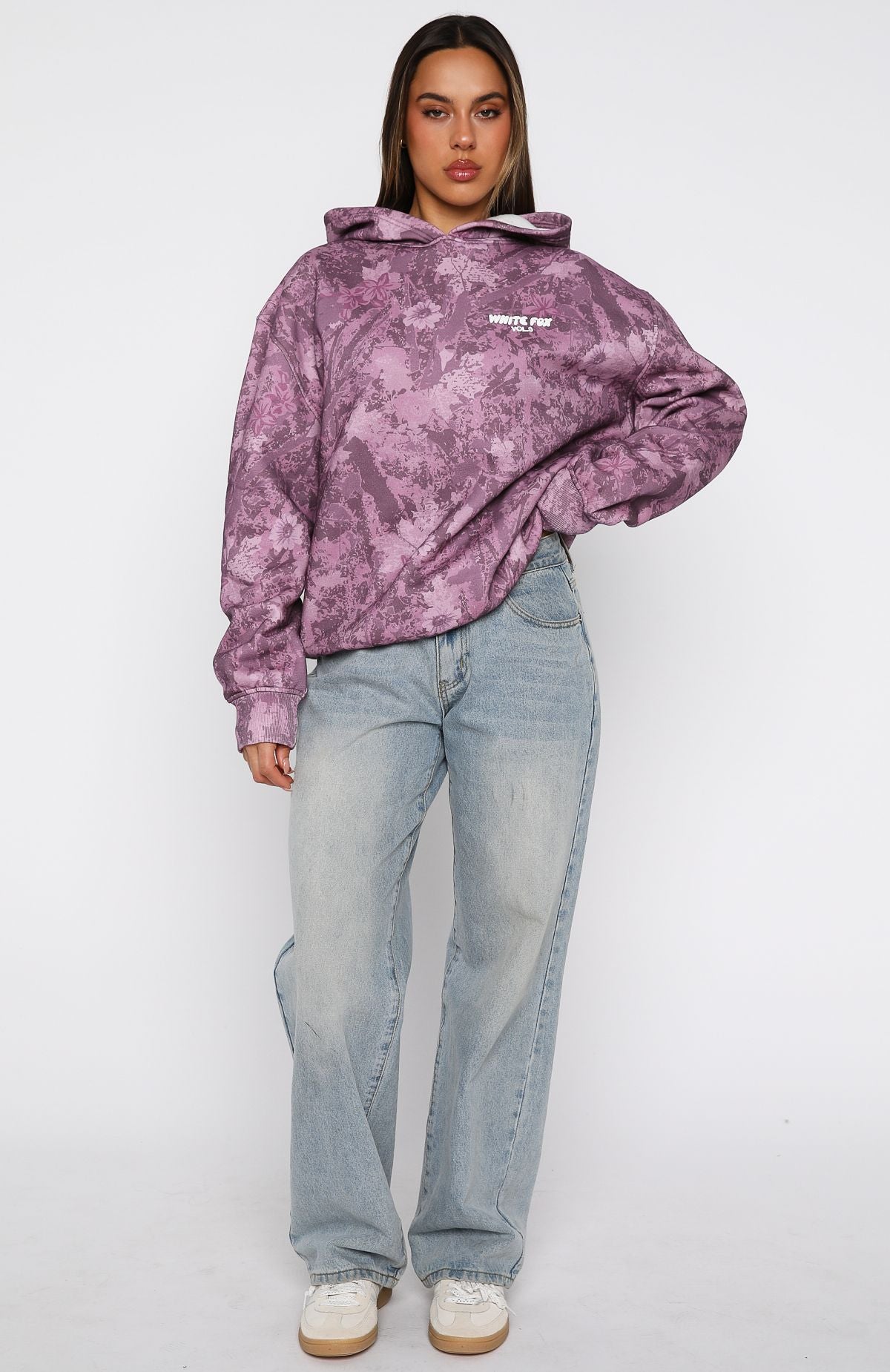 Offstage Printed Oversized Hoodie Berry Floral