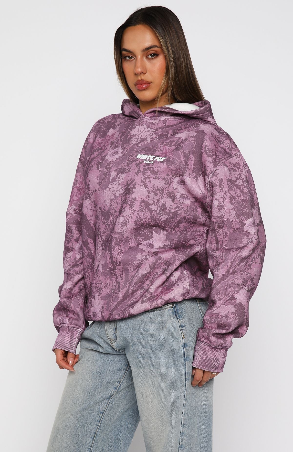 Offstage Printed Oversized Hoodie Berry Floral