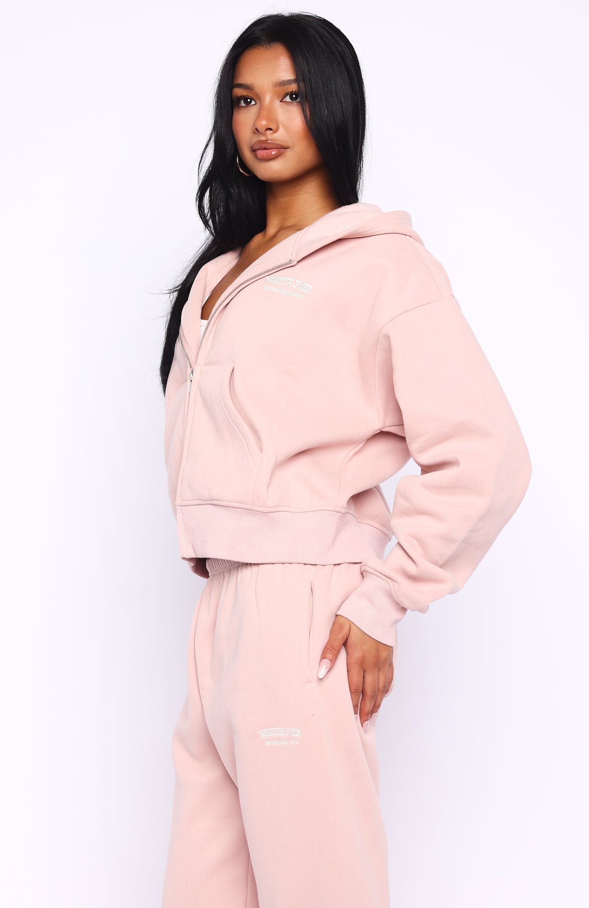 Can't Miss It Boxy Zip Front Hoodie Dusty Pink